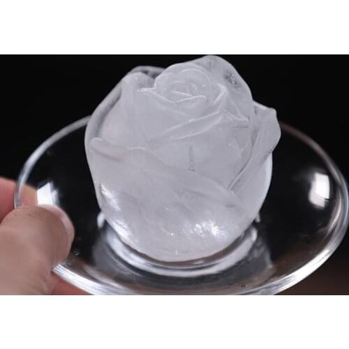 3D Rose Ice Cube Mold Silicone Rose Flower Ice Cubes Mould with Lid for Chilled Whiskey Cocktai Homemade Keep Drinks Chilled