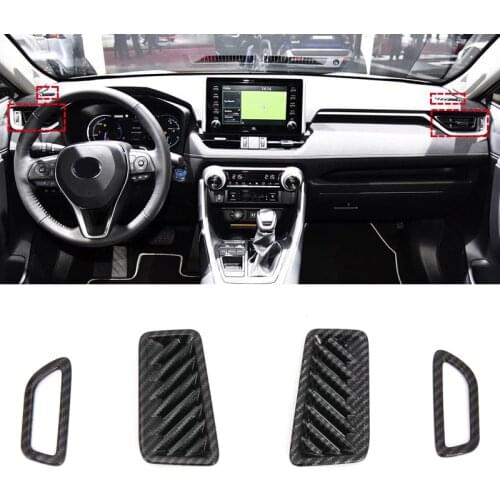 Carbon Style Car Auto Accessories Interior Front Upper A/C Air Outlet Vent Cover Trim 4PCS For Toyota RAV4 2019 2020