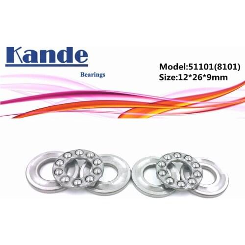 51101 8101 4pcs 12x26x9 bearing ABEC-1 Flat Thrust Ball Bearing 51101 12x26x9mm Axial thrust bearing 8101 Kande Bearings