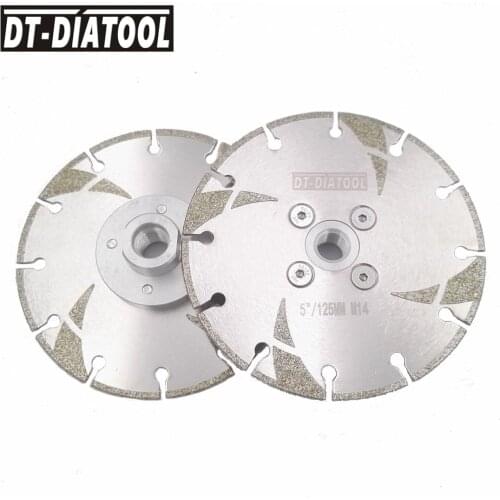 DT-DIATOOL 2pcs Dia125mm Dry or Wet Coated High quality Diamond Cutting Disc Saw Blade M14 Thread 5 Inch Grinding wheel Marble