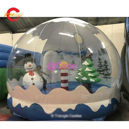Free air ship to door!3m/4m diameter inflatable clear Christmas snow Globe bubble ball with snowman and tree