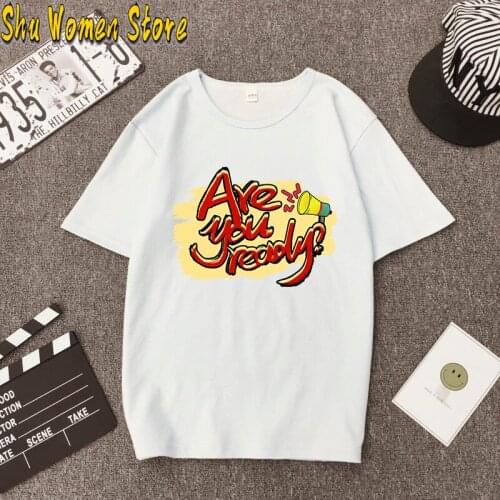 Letter printing are you ready Tshirt Aesthetic Womens T-shirt 2021 Summer Print Oversized TShirt Tops Clothing kawaii clothes