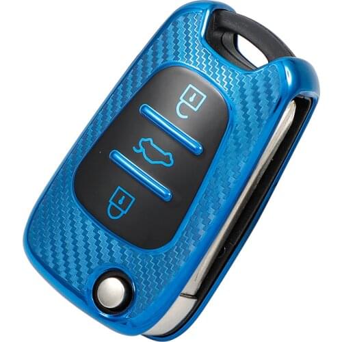 TPU Carbon fiber Car Key Case Cover For Hyundai i30 i40 IX25 Creta IX35 HB20 Solaris Elantra Accent For Kia K2 K5 Rio Sportage