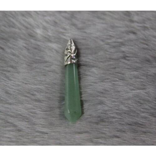 Cinderalla Green Charms Crystal Healing Point Pendant Bead Necklace Hexagonal Rock Crystal Natural Quartz Pendant
