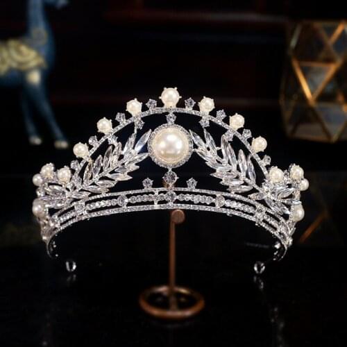 Bride Headdress Pearl Crystal Crown Headband Atmospheric Crown With Makeup And Hair Accessories