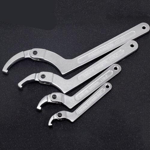 Chrome Vanadium Adjustable Square Head and Round Head Spanner Hook Wrench Tool - 4 1/2"-6 11/16"(115-170mm) Hand Tool