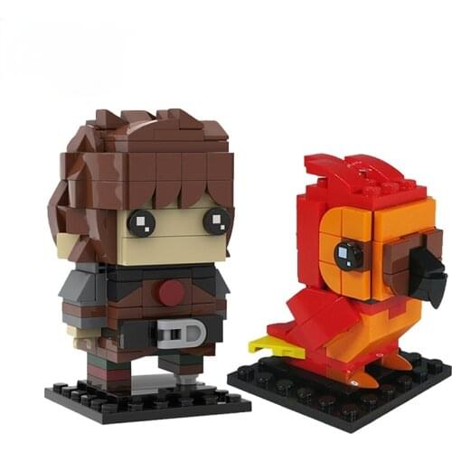 MOC Mini Flame Phoenix Building Blocks Kit Brickheadz Dragon Knight Bricks Idea Assemble Character Animal Toys For Children Gift