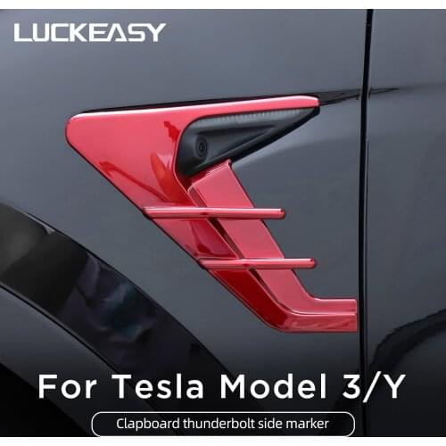 LUCKEASY for Tesla Model Y car camera side wing panel cover spoiler dust cover decoration modification accessories model 3 2021