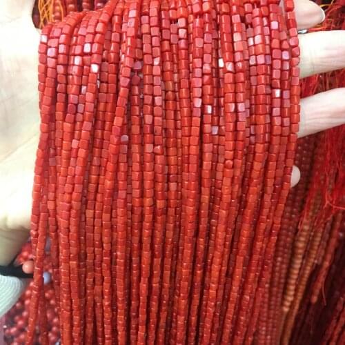 Square shape Natural Stone coral isolation beads DIY for bracelet necklace semi-finished loose beads Beaded accessorie