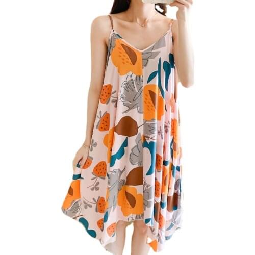 2021Summer New Womens Nightdress Suspenders Thin Loose Large Size Home Service Sexy Nightwear Sleep Tops Sleepwear Women