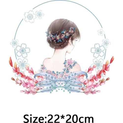 Cute girl Patch Iron on Transfer For Clothing DIY Badge T-shirt Jacket Hoodie ironing transfer stickers on cloth patch Grade-A