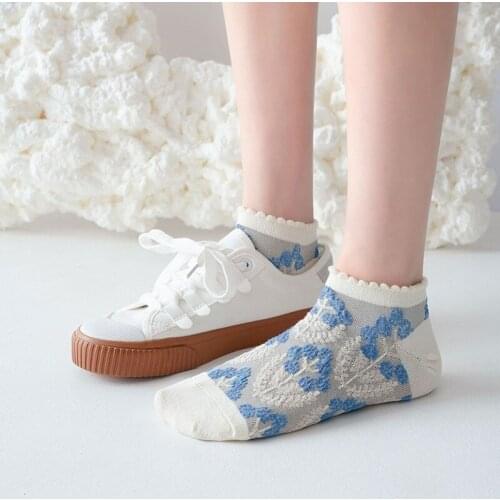 Fashion Cute Frilly Ruffle Ankle Socks Summer Cotton Breathable Low Cut Ankle Socks Floral Harajuku Kawaii Cute Short Socks