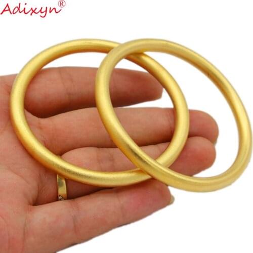 Adixyn 2pcs/lot Trendy Gold Color Bangles for Women Bride Wedding Jewelry Dubai Ethiopian Arab African Bracelet N071012