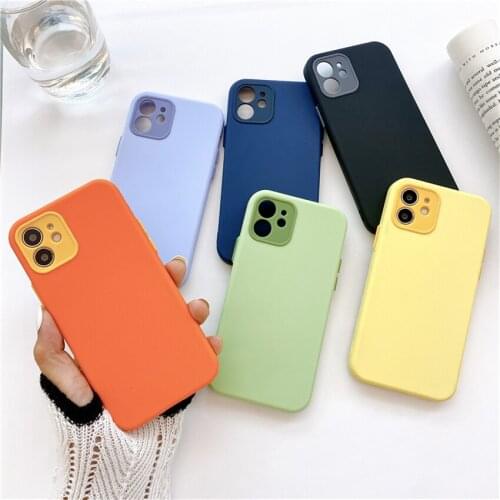 Liquid Soft Silicone Color TPU For iPhone 11 12Promax mini XS Max XR SE 20 7 8Plus 10 X Candy Camera Protection Funda Coque Capa