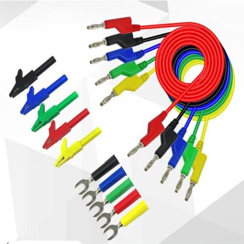 15pcs/lot 4mm banana plug test kit multimeter repair power cable and alligator clip length 1 meter