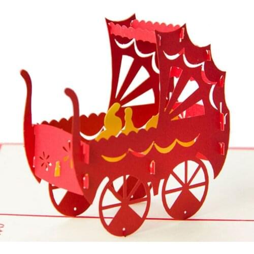 NEW 3D Pop Up Card Baby Carriage Invitation Happy Birthday Christmas Personalised