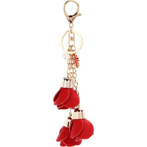 New Rose Flower Key Chain Key Ring for Women Bag Trinket Accessory Key Ring Holder Jewelry EH880