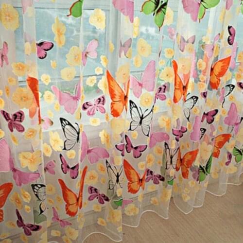 1 Side Sheer Window Panel Curtains Room Divider Curtains Butterfly Sheer Curtains For Girl Living Room Bedroom 200cm X 100cm
