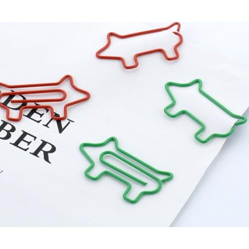 TUTU 10PCS/LOT Metal pig Shape Paper Clips green red Color Funny Kawaii Bookmark Office School Stationery Marking Clips H0114