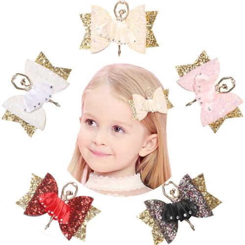 Sequin Bow Ballerina Bow Sparkly Glitter Hair Clip for Women Girls Hairpin Children Kids Barrettes Rhinestone Duckbill Side Clip