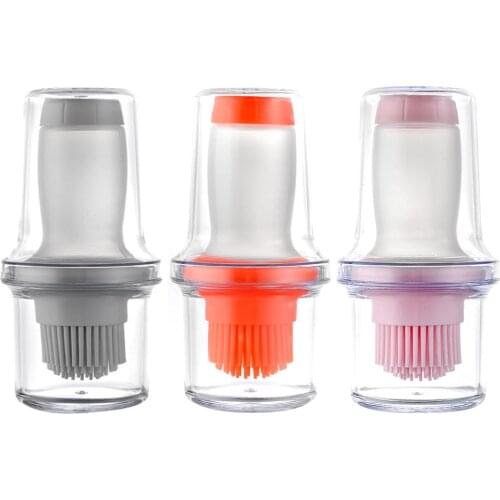 Portable Grill Oil Brushes Silicone Push Oil Bottle Brush with Storage Cover Kitchen Baking Pastry Barbecue Kitchen Accesories