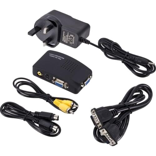 RCA AV to VGA Converter Adapter VGA PC Notebook TV RCA Composite Video S-Video AV to PC Switch VGA LCD Out of Box Converter