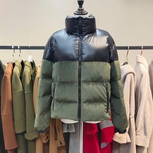 Fashion Womens HIt Color velvet Fabric Down Coat Female Winter Oversized Thicker Warm Down Jacket Down Parkas Wy192