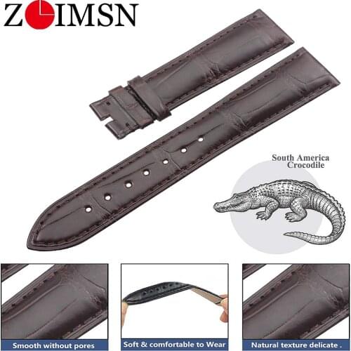 ZLIMSN Hand Made Genuine Real crocodile Skin Custom made crocodile strap 19mm For Omega Watch Band Can Design Size