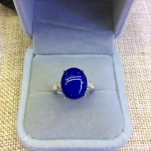 Retro Silverware S925 Sterling Silver Inlaid Natural Afghan Lapis Lazuli Exquisite Simple Open Ended Ring