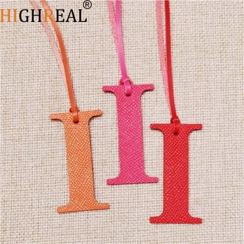 HIGHREAL Custom Made Luxury Genuine Leather Character Letter I Keychain Women Bag Charm Backpack Pendant