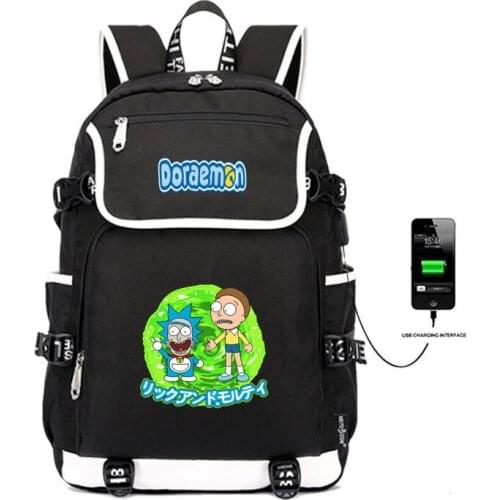 Doraemon backpack USB Charging Laptop Backpack Women Shoulder Bags student book School Bags Anime cartoon Printing Backpack