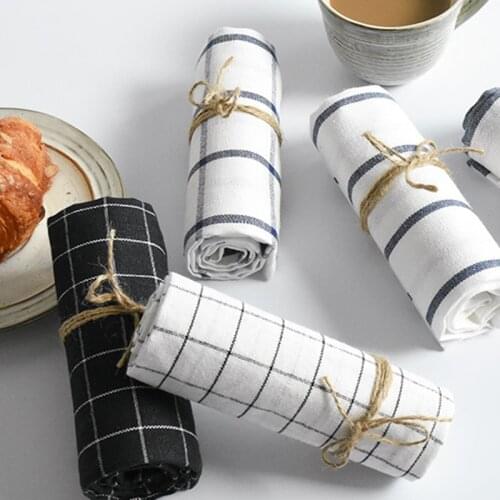 Table Napkins 40*60cm INS Style Black Plaid Cotton tea Towel home Cleaning Cloth