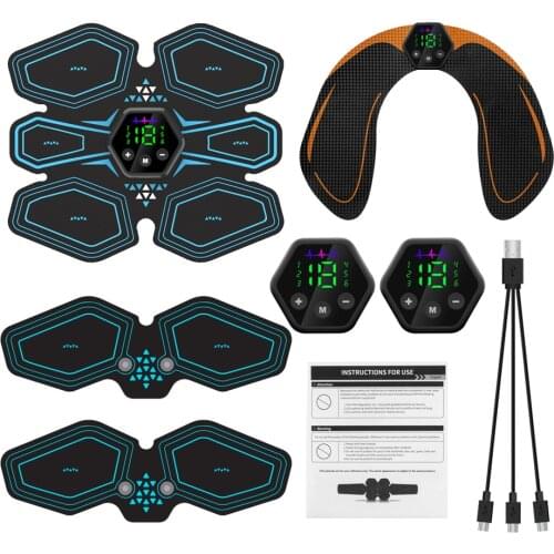 Muscle Stimulator EMS Abdominal Hip Trainer LCD Display Toner USB Abs Fitness Training Home Gym Weight Loss Body Slimming