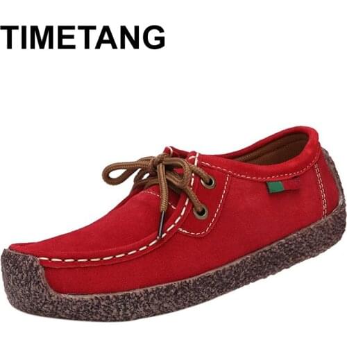 TIMETANG Fashion Woman Casual Shoes Wild Lace-up Loafers Women Flats Comfortable Footwear Woman Breathable Female Shoes C291