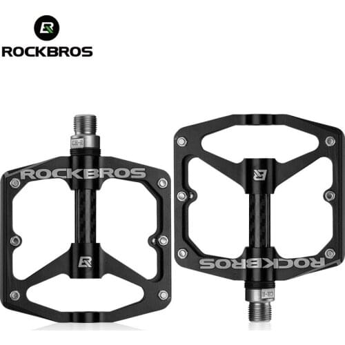 ROCKBROS MTB Bike Bicycle Pedals Sealed DU Bearing Aluminum Alloy Cycling Pedals Hollow Ultralight Non-slip Cleat Bike Part Flat