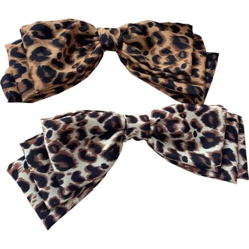 Top Quatity Big Bow Hairpins For Girl Leopard Hair Bows Clip For Women Elegant Three-layer Oversized Hairgrip Hair Accessories