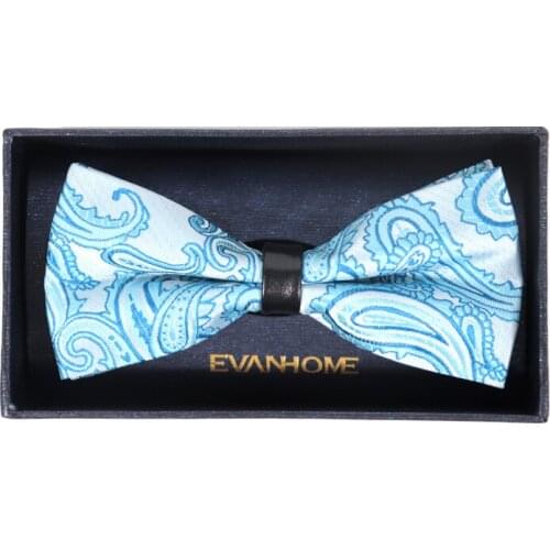 High Quality Vintage Paisley Bow Tie For Men Mariage Party Dress Butterfly Bowtie Wedding Gifts Without Box （Sky Blue