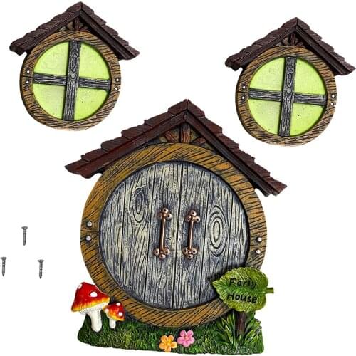 3pcs/set Miniature Fairy Window Door for Garden Kids Room Tree Trunk Decor