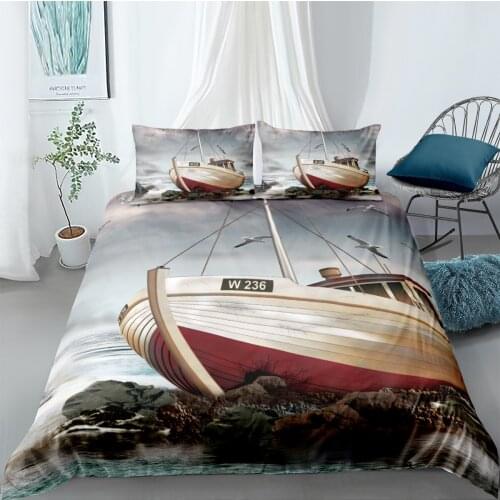 3D Ship Design Duvet Cover Sets Bedding Sets Quilt Covers and Pillow Cases King Queen Full Double Size Custom Home Texitle