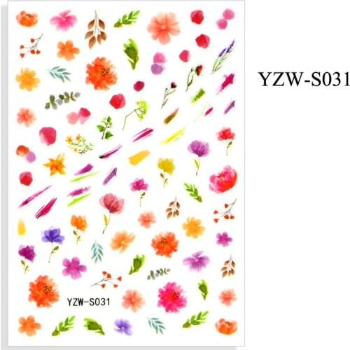 3D Nail Sticker Peony Flower Leaf Slider Nails Art Decoration Wraps Decals Design Adhesive Manicure Tips Stickers Pegatina