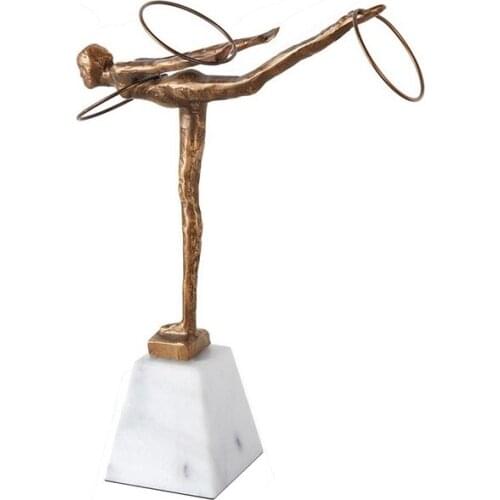 42/48CM GYMNASTICS CHARACTER STATUE CAST IRON MARBLE FIGURE ART FIGURINES IRON CRAFT HOME GYMNASIUM DECORATION ACCESSORIES R2578