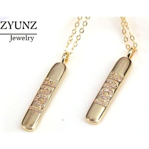 5PCS, Gold Letter Love Bar Pendant Necklaces for Women CZ Gold Fine Jewelry Gift