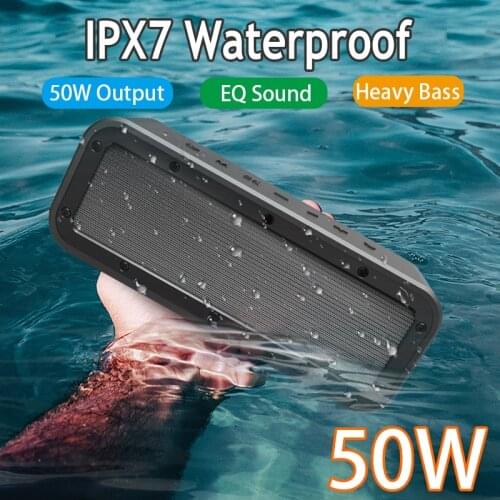 50W Portable Speakers IPX7 Waterproof Wireless Bluetooth Speaker Powerful High BoomBox Outdoor AUX Subwoofer Stereo Loudspeaker