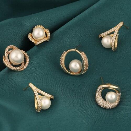 HAOSAW 2Pcs/Lot Jewelry Accessories/Genuine Gold Plating/Imitation Pear/Earrings Stud/Jewelry Findings & Components/DIY