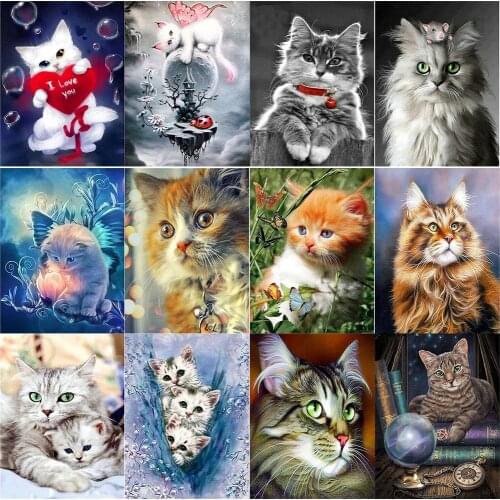 DIY Lovely Cat Craft 5D Diamond Painting Full Round & Square Resin Mosaic Animal Embroidery Cross Stitch Kits Wall Decor Gift