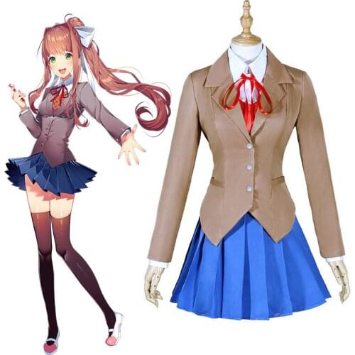 Anime Comic Doki Doki Literature Club Cosplay Monika Cosplay Sayori Yuri Natsuki Cosplay Costume School Uniform Halloween Cloth