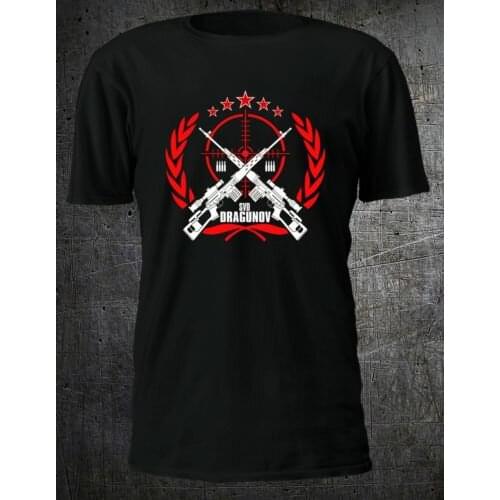 Free shipping summer tees SVD Dragunov Russian Sniper Elite Riffle T shirt men Force t gift Casual tee black t shirt
