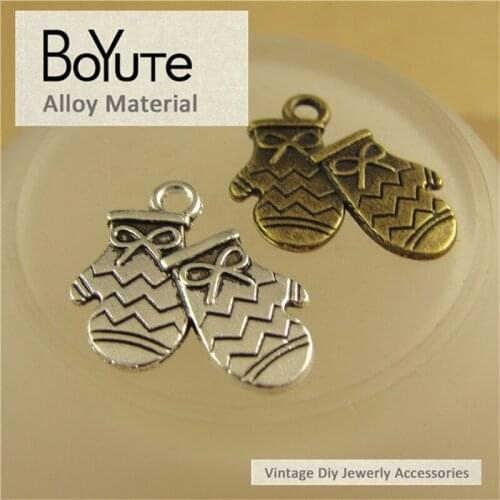 BoYuTe (50 Pieces/Lot) 17*13MM Antique Bronze Silver Plated Zinc Alloy Materials Vintage Gloves Charms for Jewelry Making