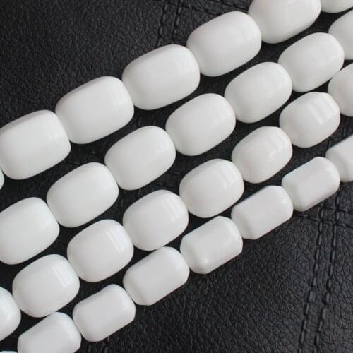 White porcelain agates hexahedronhexahedron drum shape beads beads 15inch per strand