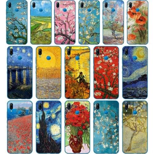 255D Vincent van Gogh sunflower cherry blossom starry sky Cover for Huawei P9 P10 P20 P30 Lite mate 10 20 PRO lite p smart 2019